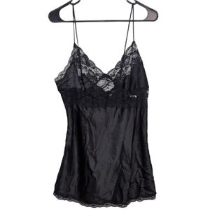 Premier‎ Collection Women's Large Black Satin Slip Dress & Panty Set